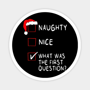 Naughty Nice What Was The First Question Christmas Magnet
